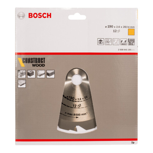 Bosch Kreissägeblatt Construct Wood 190 x 20/16 x 2,6 mm 12