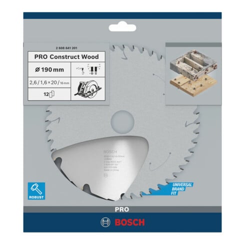 Bosch Kreissägeblatt Construct Wood 190 x 20/16 x 2,6 mm 12