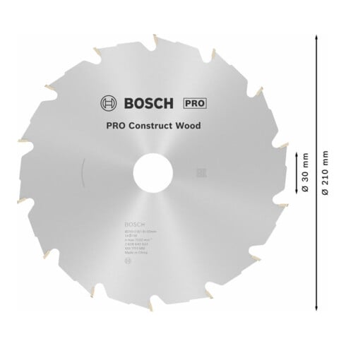 Bosch Kreissägeblatt Construct Wood 210 x 30 x 2,8 mm 14