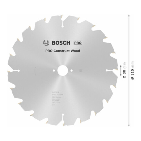 Bosch Kreissägeblatt Construct Wood 315 x 30 x 3,2 mm 20