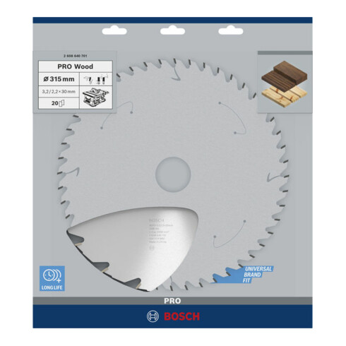 Bosch Kreissägeblatt Construct Wood 315 x 30 x 3,2 mm 20 SB2