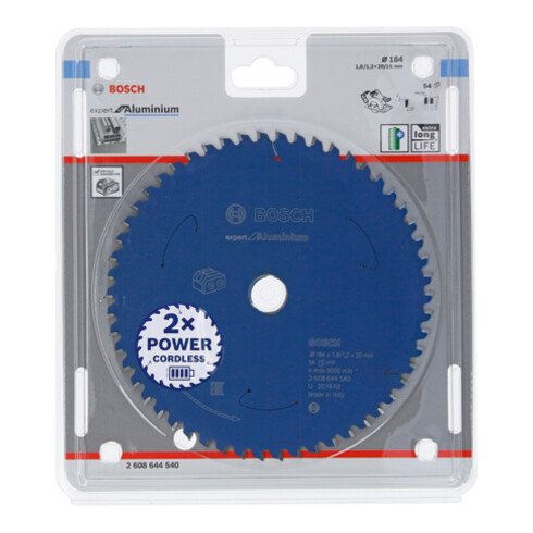 Bosch Kreissägeblatt Expert for Aluminium für Akkusägen 184 x 1,8/1,3 x 20 54 Zähne
