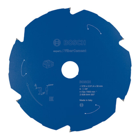 Bosch Kreissägeblatt Expert for Fibre Cement für Akkusägen 216 x 2/1,4 x 30 6 Zähne