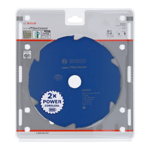 Bosch Kreissägeblatt Expert for Fibre Cement für Akkusägen 216 x 2/1,4 x 30 6 Zähne