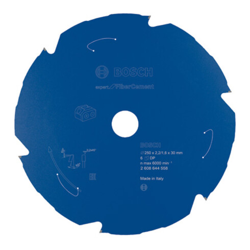 Bosch Kreissägeblatt Expert for Fibre Cement für Akkusägen 250 x 2,2/1,6 x 30 6 Zähne