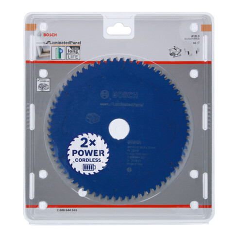 Bosch Kreissägeblatt Expert for Laminated Panel für Akkusägen 210 x 2,1/1,4 x 30 66 Zähne
