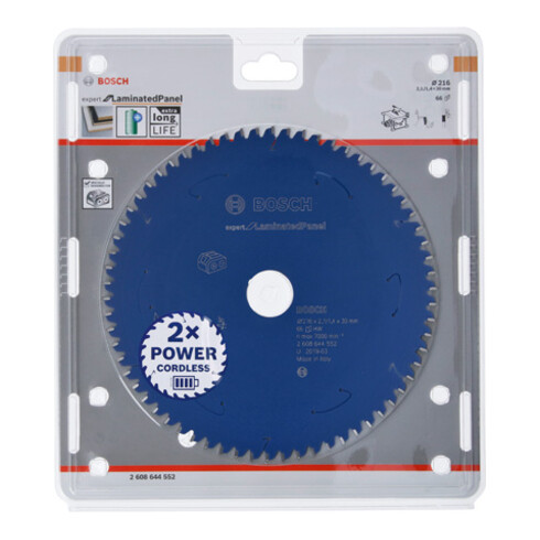 Bosch Kreissägeblatt Expert for Laminated Panel für Akkusägen 216 x 2,1/1,4 x 30 66 Zähne