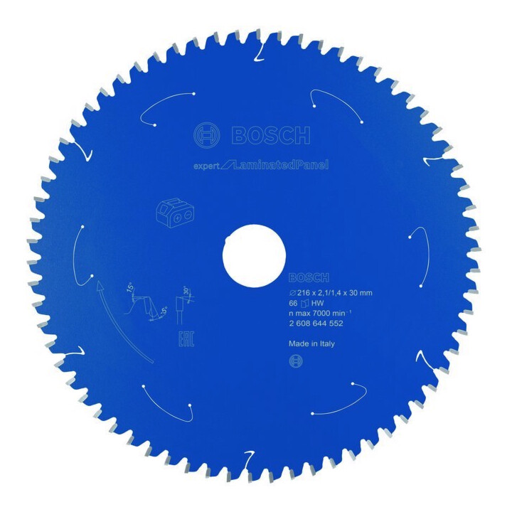 Bosch Kreissägeblatt Expert for Laminated Panel für Akkusägen 216 x 2,1/1,4 x 30 66 Zähne