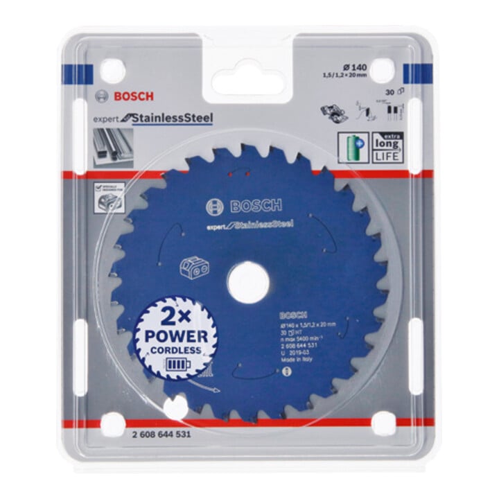 Bosch Kreissägeblatt Expert for Stainless Steel für Akkusägen 140 x 1,5/1,2 x 20 30 Zähne