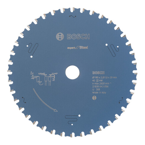 Bosch Kreissägeblatt Expert for Steel 190 x 20 x 2,0 mm 40