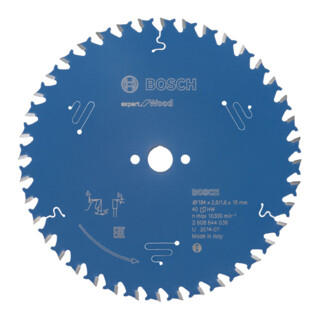 Bosch Kreissägeblatt Expert for Wood 184 x 16 x 2,6 mm 40