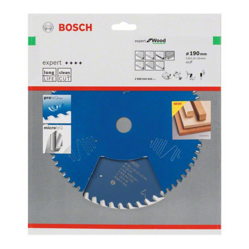 Bosch Kreissägeblatt Expert for Wood 190 x 20 x 2,6 mm 48