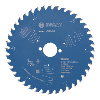 Bosch Kreissägeblatt Expert for Wood 190 x 30 x 2,0 mm 40