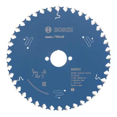 Bosch Kreissägeblatt Expert for Wood 190 x 30 x 2,6 mm 40