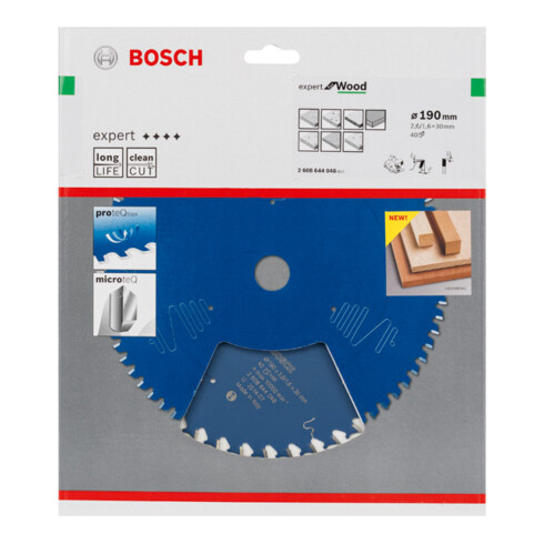 Bosch Kreissägeblatt Expert for Wood 190 x 30 x 2,6 mm 40