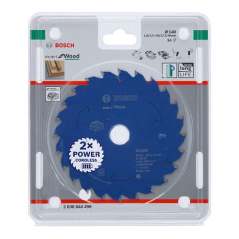 Bosch Kreissägeblatt Expert for Wood für Akkusägen 140 x 1,8/1,3 x 20 24 Zähne