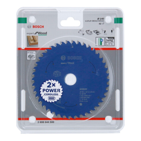 Bosch Kreissägeblatt Expert for Wood für Akkusägen 140 x 1,8/1,3 x 20 42 Zähne