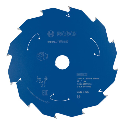 Bosch Kreissägeblatt Expert for Wood für Akkusägen 160 x 1,5/1 x 20 12 Zähne