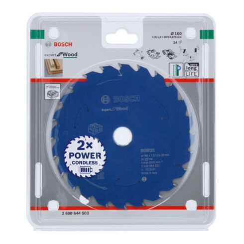 Bosch Kreissägeblatt Expert for Wood für Akkusägen 160 x 1,5/1 x 20 24 Zähne