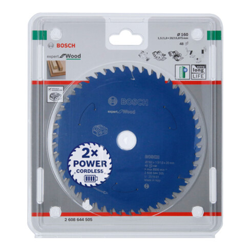 Bosch Kreissägeblatt Expert for Wood für Akkusägen 160 x 1,5/1 x 20 48 Zähne