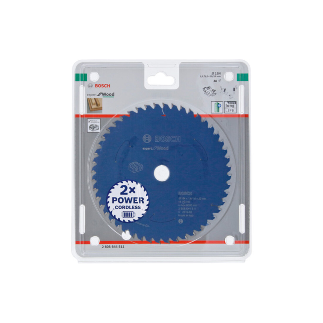Bosch Kreissägeblatt Expert for Wood für Akkusägen 184 x 1,6/1 x 20 48 Zähne