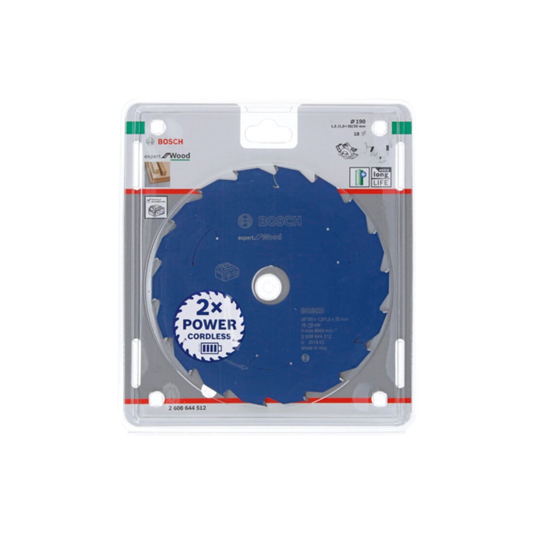 Bosch Kreissägeblatt Expert for Wood für Akkusägen 190 x 1,5/1 x 30 18 Zähne
