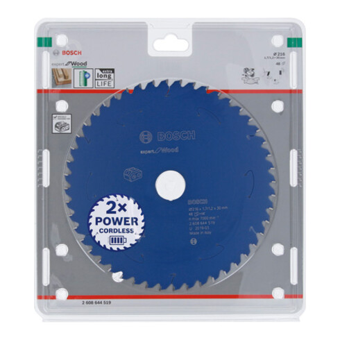 Bosch Kreissägeblatt Expert for Wood für Akkusägen 216 x 1,7/1,2 x 30 48 Zähne