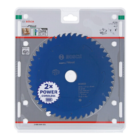 Bosch Kreissägeblatt Expert for Wood für Akkusägen 216 x 1,7/1,2 x 30 48 Zähne