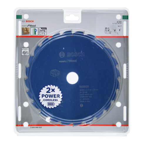 Bosch Kreissägeblatt Expert for Wood für Akkusägen 250 x 2,1/1,6 x 30 24 Zähne