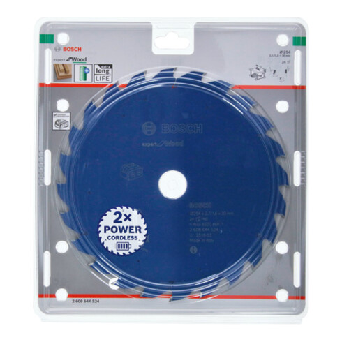 Bosch Kreissägeblatt Expert for Wood für Akkusägen 254 x 2,1/1,6 x 30 24 Zähne