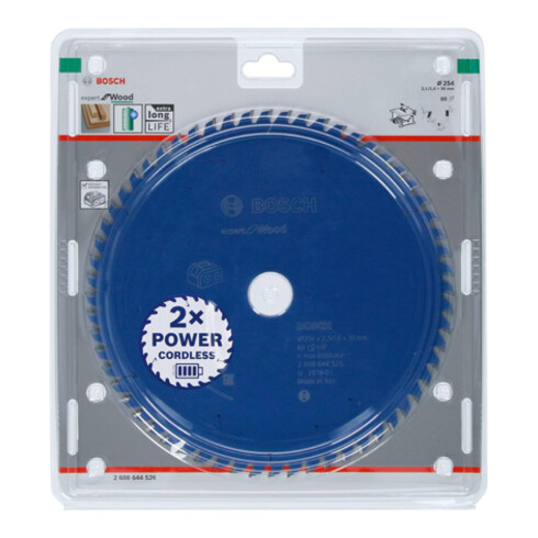 Bosch Kreissägeblatt Expert for Wood für Akkusägen 254 x 2,1/1,6 x 30 60 Zähne