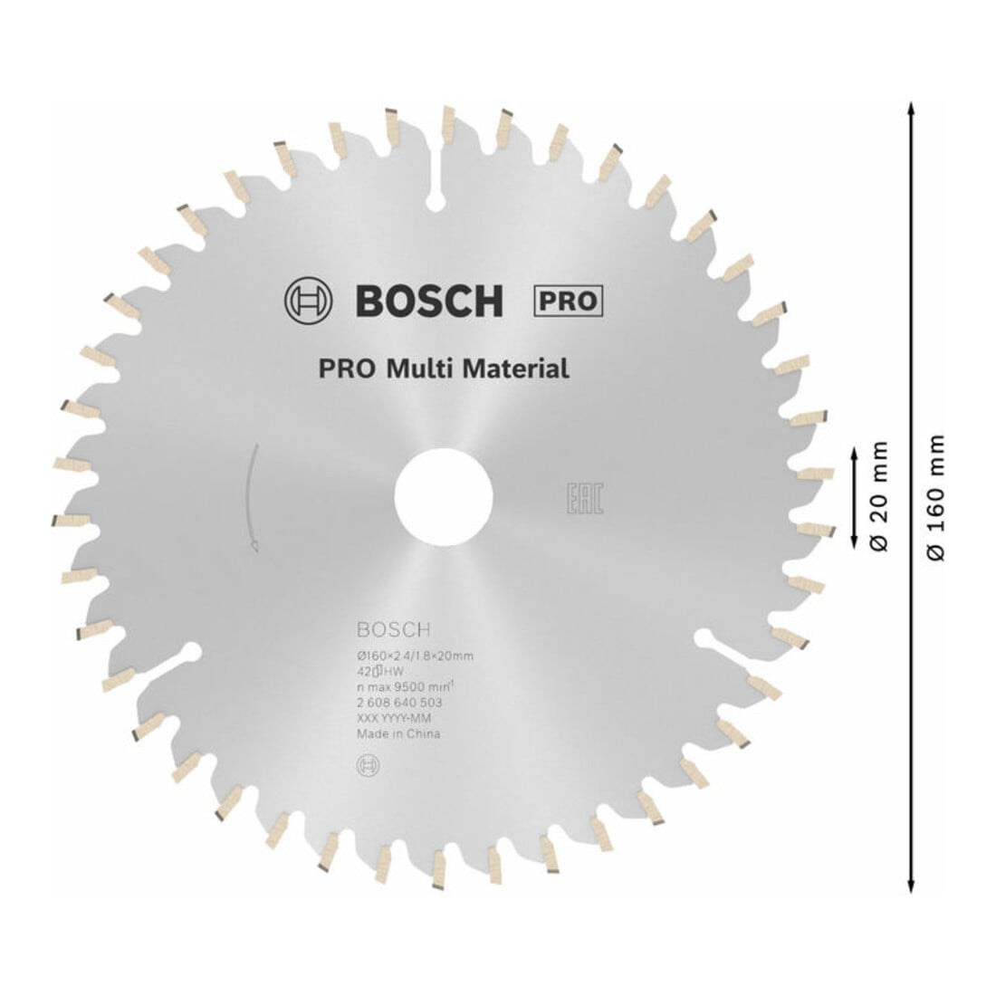 Bosch Kreissägeblatt Multi Material 160 x 20/16 x 2,4 mm 42