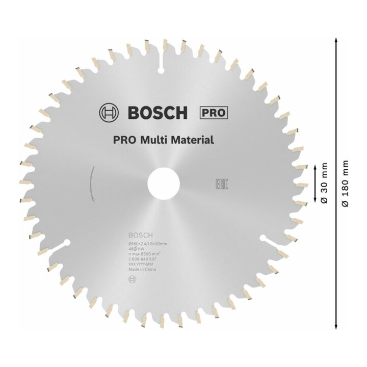 Bosch Kreissägeblatt Multi Material 180 x 30/20 x 2,4 mm 48