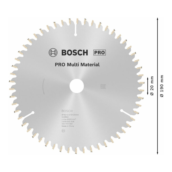 Bosch Kreissägeblatt Multi Material 190 x 20/16 x 2,4 mm 54