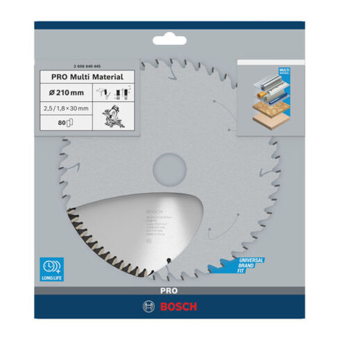 Bosch Kreissägeblatt Multi Material 210 x 30 x 2,5 mm 80