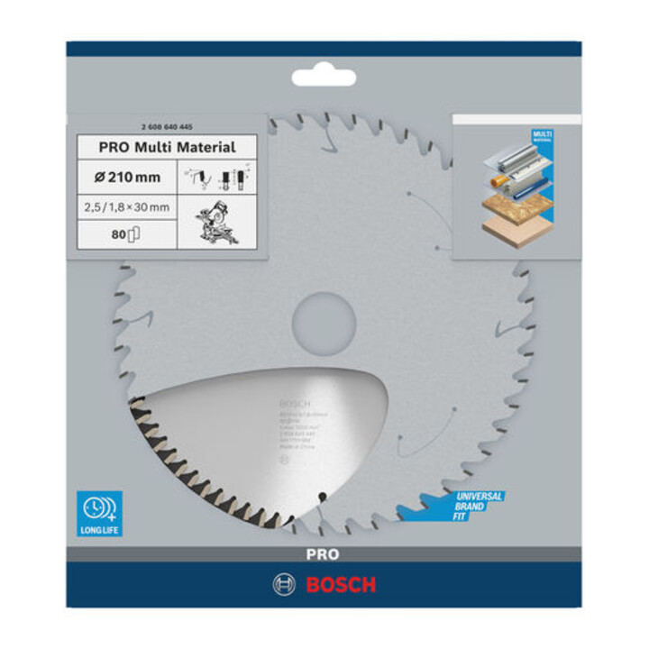 Bosch Kreissägeblatt Multi Material 210 x 30 x 2,5 mm 80