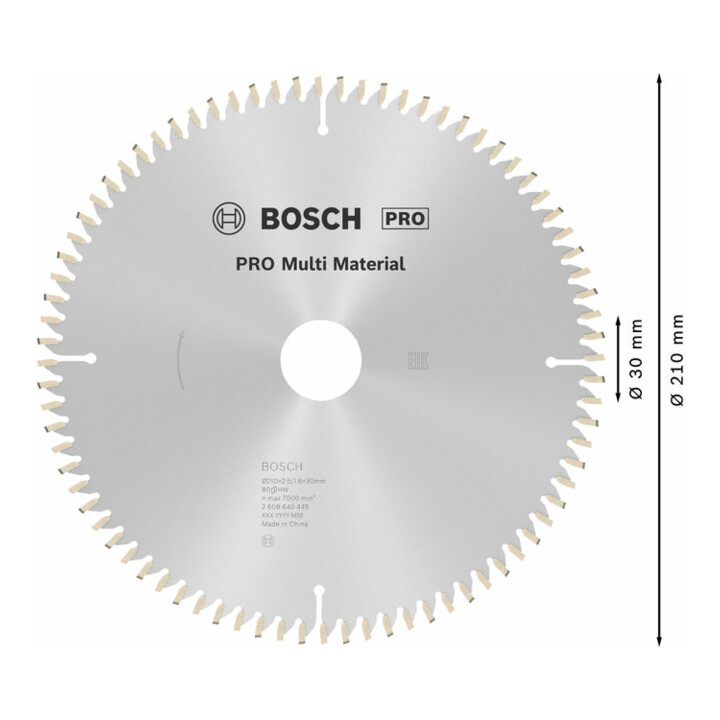 Bosch Kreissägeblatt Multi Material 210 x 30 x 2,5 mm 80