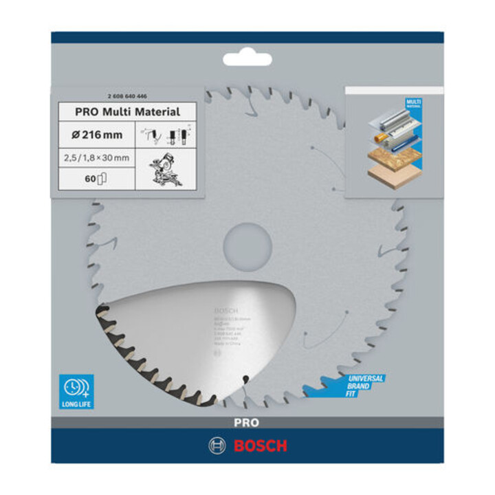Bosch Kreissägeblatt Multi Material 216 x 30 x 2,5 mm 60