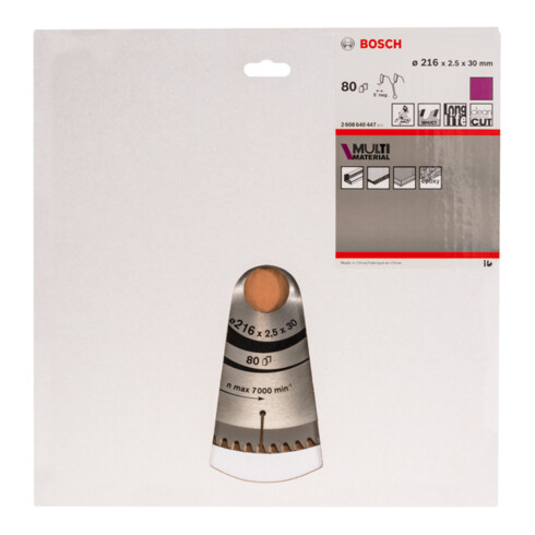 Bosch Kreissägeblatt Multi Material, 216 x 30 x 2,5 mm, Körnung: 80
