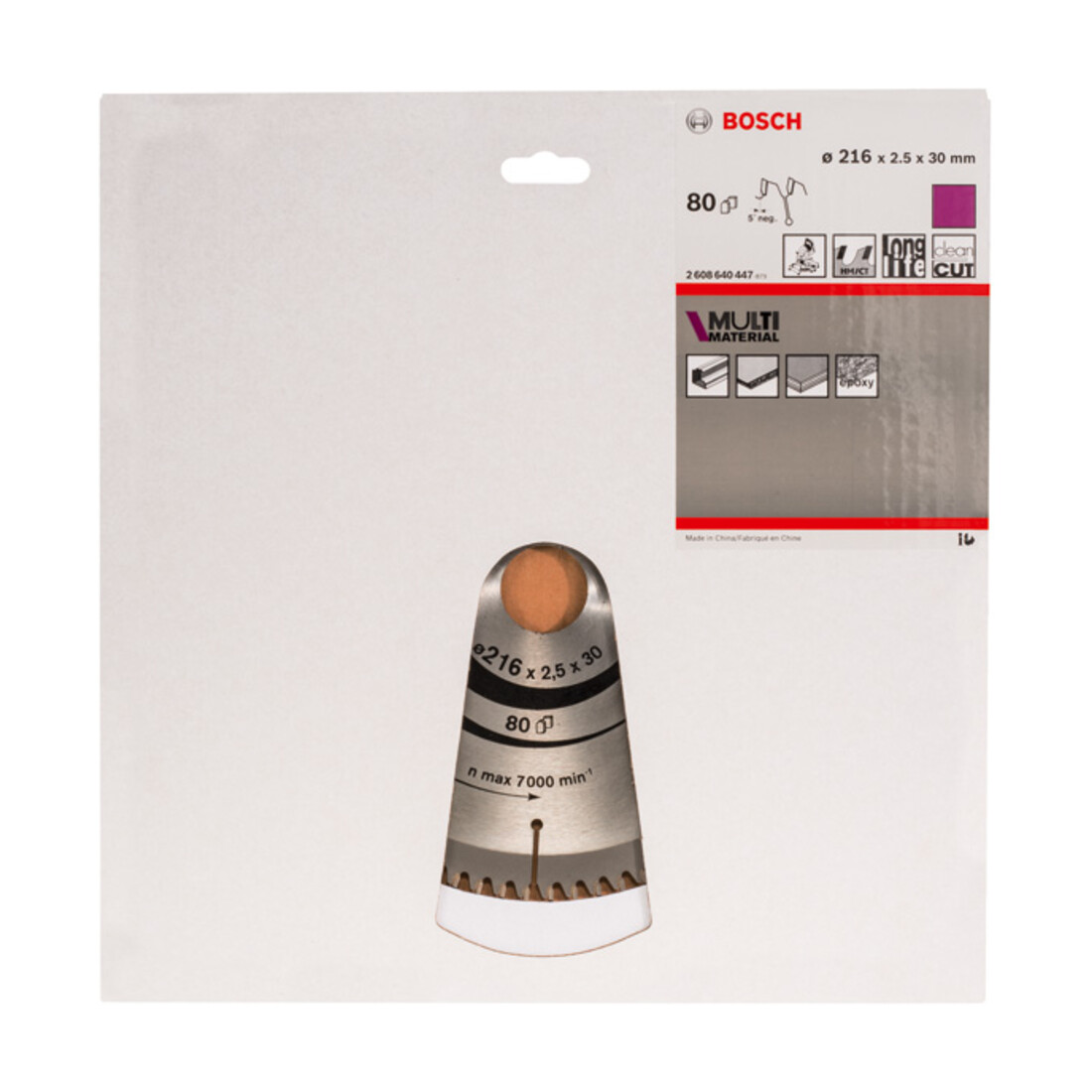 Bosch Kreissägeblatt Multi Material, 216 x 30 x 2,5 mm, Körnung: 80