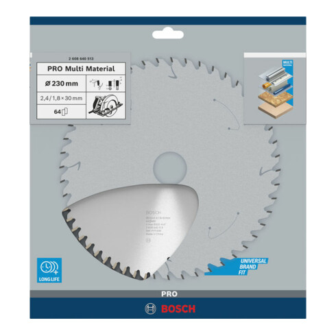 Bosch Kreissägeblatt Multi Material 230 x 30 x 2,4 mm 64
