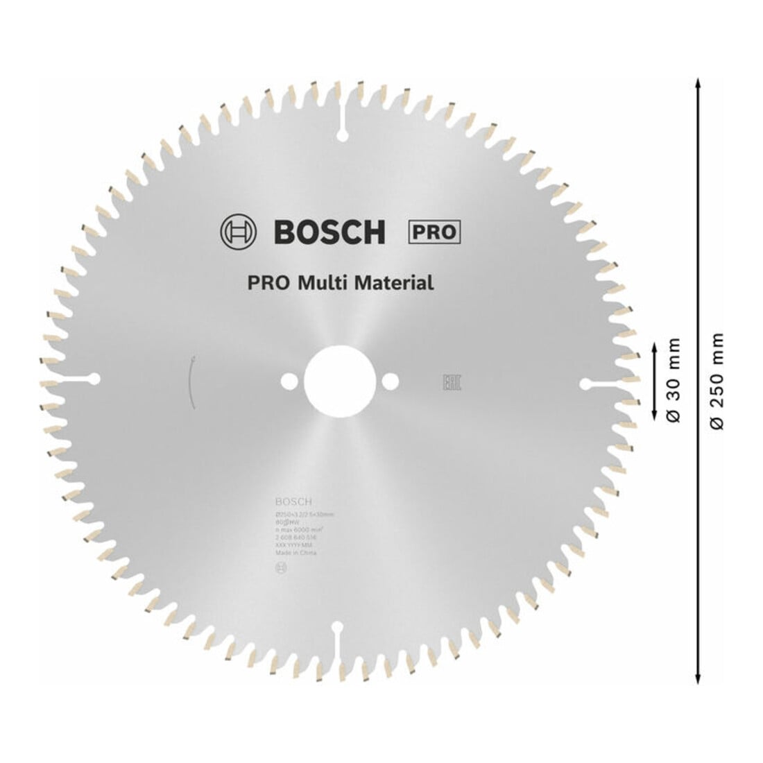 Bosch Kreissägeblatt Multi Material 250 x 30 x 3,2 mm 80