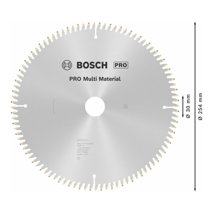 Bosch Kreissägeblatt Multi Material 254 x 30 x 3,2 mm 96