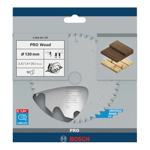 Bosch Kreissägeblatt Optiline Wood für Handkreissägen, 130 x 20/16 x 2,4 mm, 12
