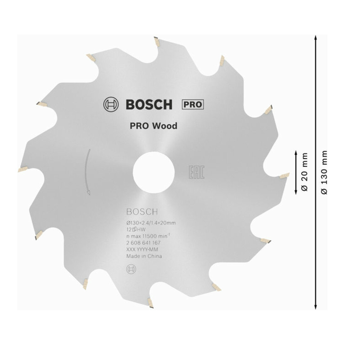 Bosch Kreissägeblatt Optiline Wood für Handkreissägen, 130 x 20/16 x 2,4 mm, 12