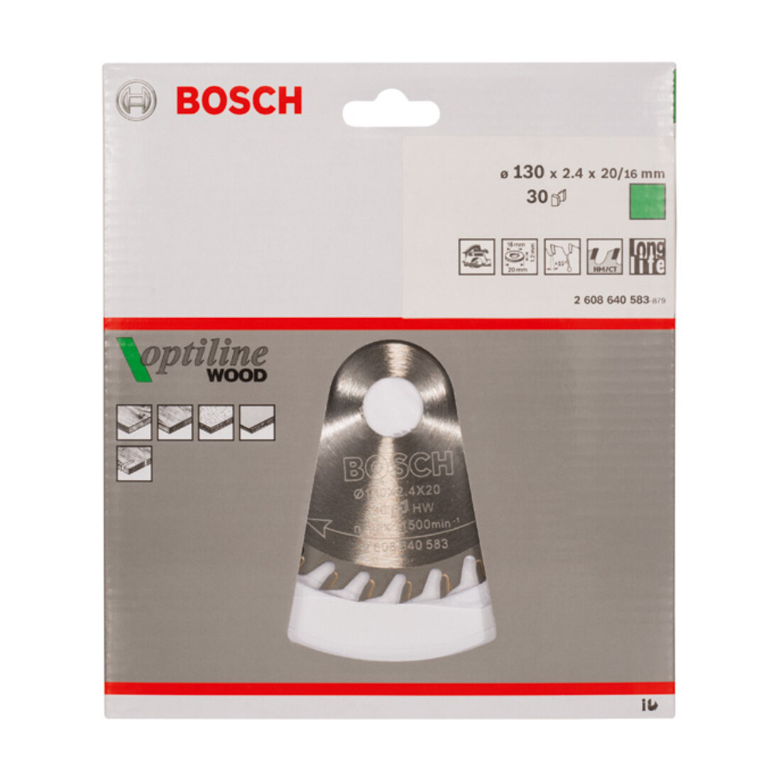 Bosch Kreissägeblatt Optiline Wood für Handkreissägen 130 x 20/16 x 2,4 mm 30