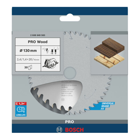 Bosch Kreissägeblatt Optiline Wood für Handkreissägen 130 x 20/16 x 2,4 mm 30