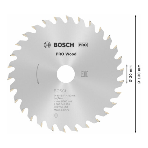 Bosch Kreissägeblatt Optiline Wood für Handkreissägen 130 x 20/16 x 2,4 mm 30