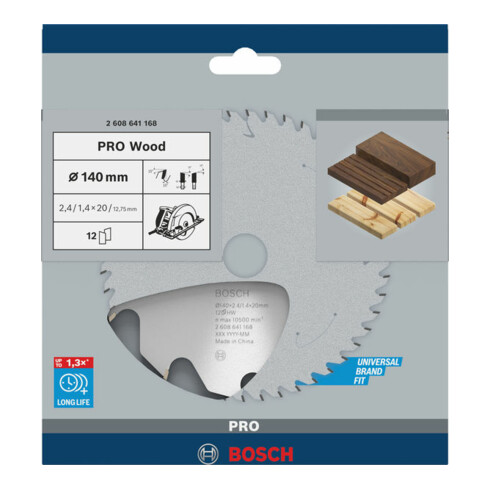 Bosch Kreissägeblatt Optiline Wood für Handkreissägen, 140 x 20/12,7 x 2,4 mm, 12