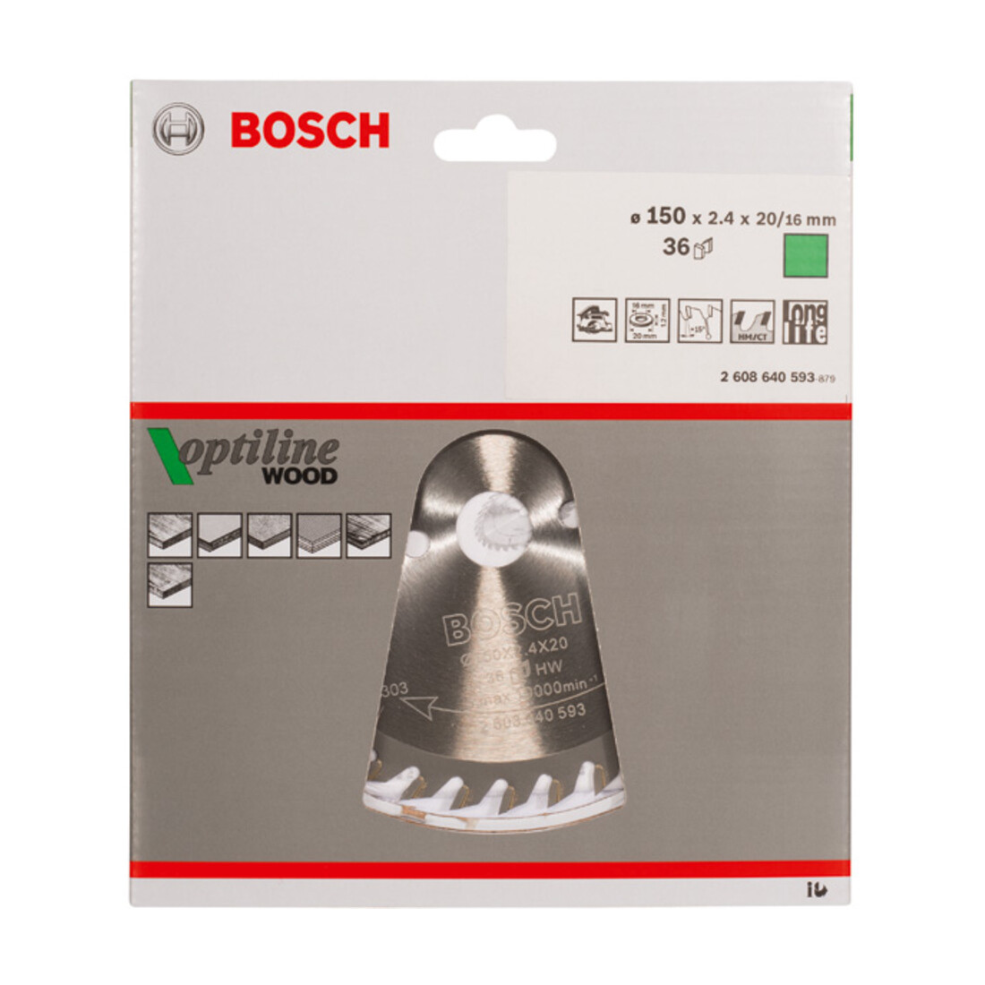 Bosch Kreissägeblatt Optiline Wood für Handkreissägen 150 x 20/16 x 2,4 mm 36
